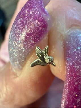 Nose Ring- hummingbird  20G Nose Ring Stud Screw 316L Stainless Steel Gold Tone